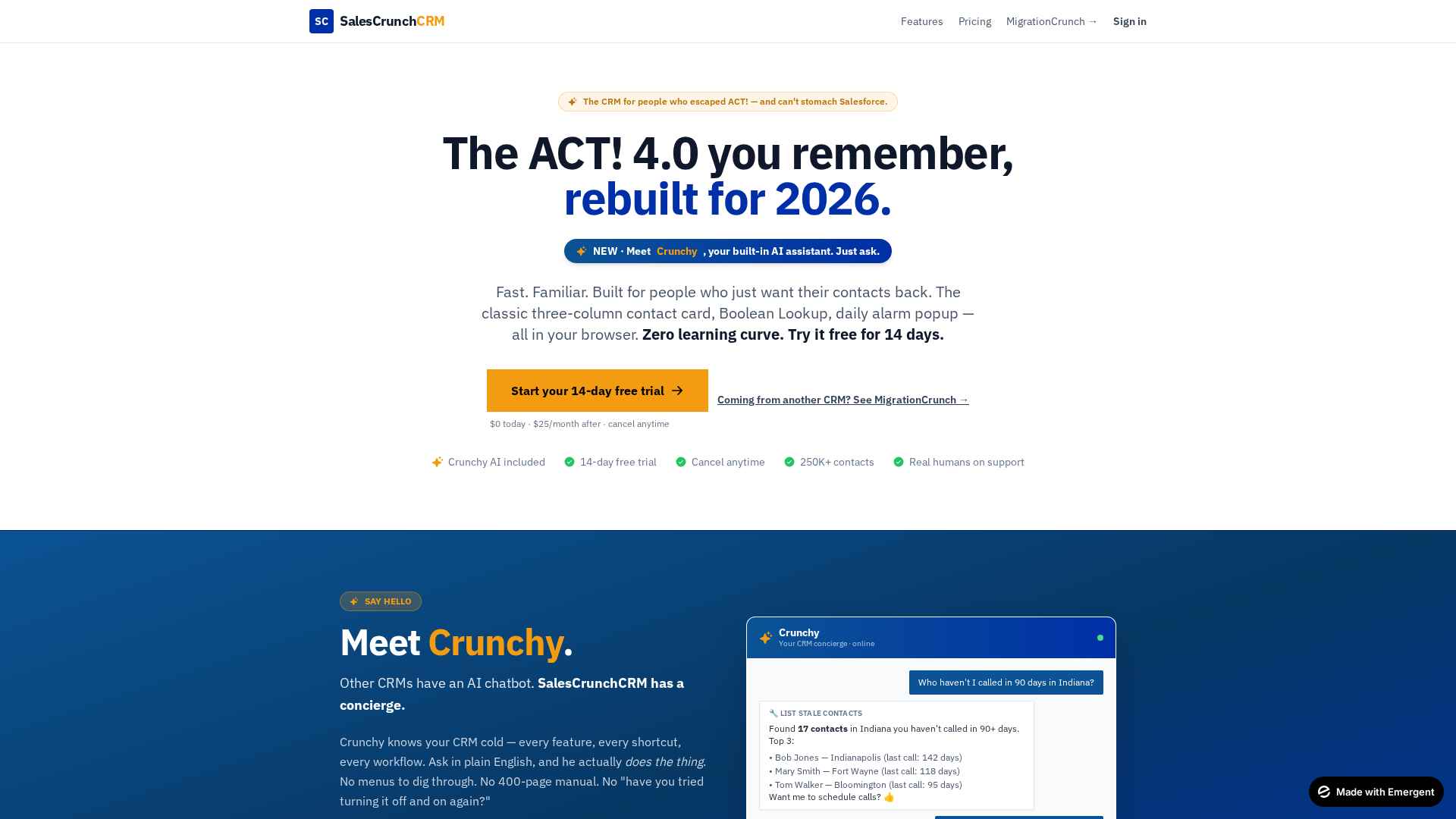 SalesCrunchCRM homepage