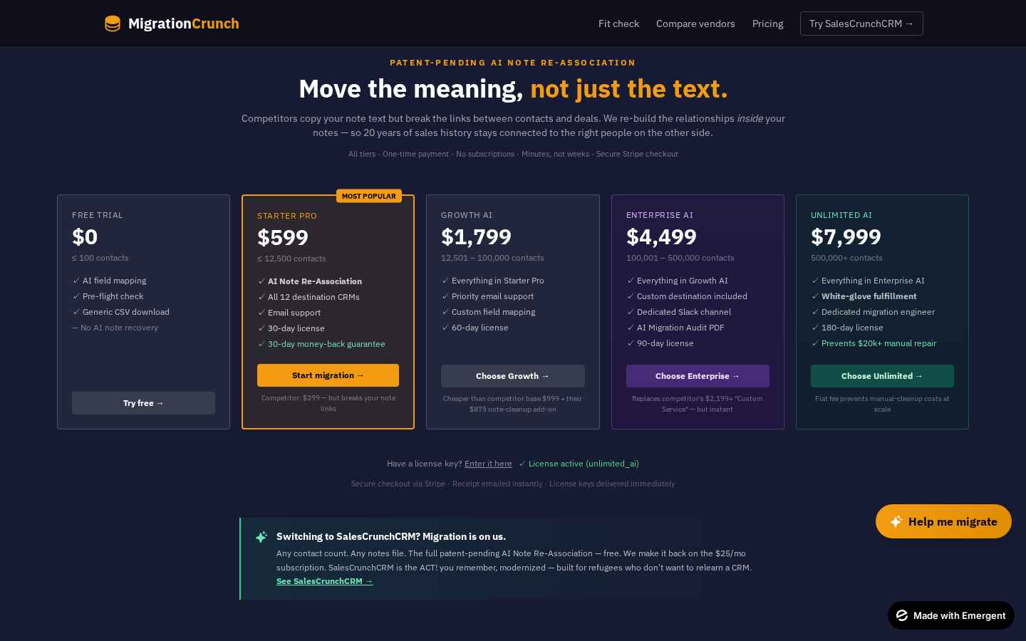 License active — back inside the tool